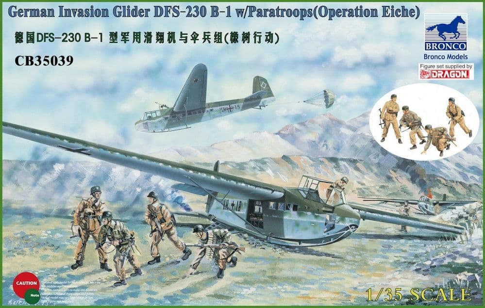 Bronco 1/35 DFS-230 B-1 German Invasion Glider w/Paratroops (Operation Eiche) # CB35039
