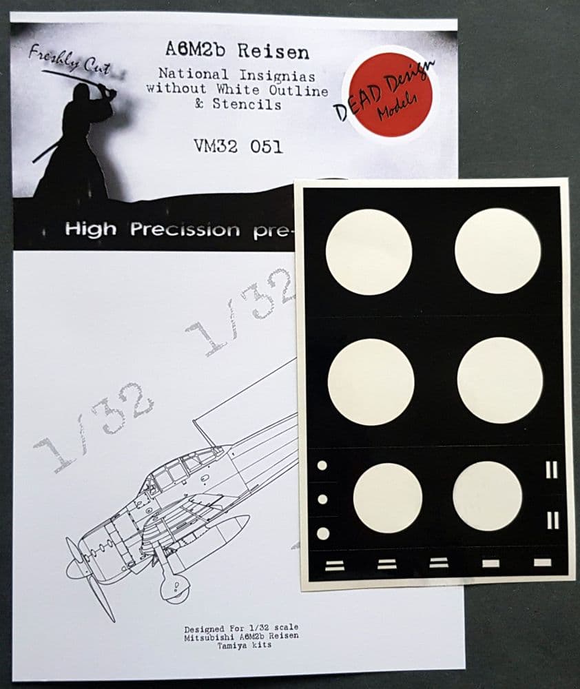 Dead Design Models 1/32 A6M2b Reisen National Insignia & Stencils (w/o White Outline) # VM32051