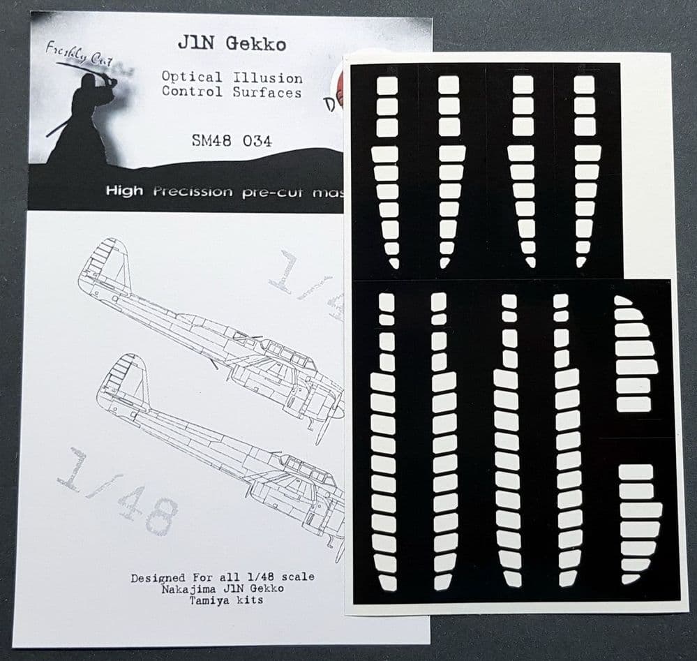 Dead Design Models 1/48 J1N Gekko Optical Illusion Control Surfaces Mask # SM48034