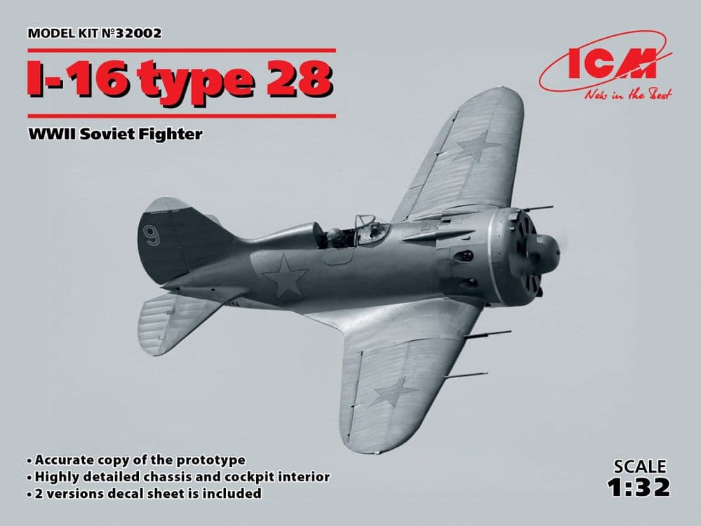 ICM 1/32 I-16 type 28 WWII Soviet Fighter # 32002