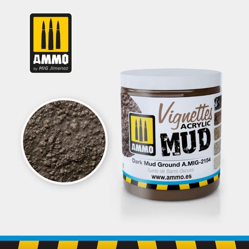 Ammo by Mig 100ml Dark Mud Ground Vignettes Acrylic Mud # MIG-2154