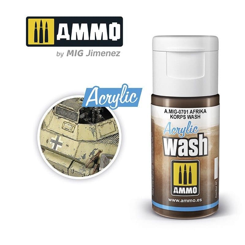 Ammo by Mig 15ml Afrika Corps Wash Acrylic Wash # MIG-701