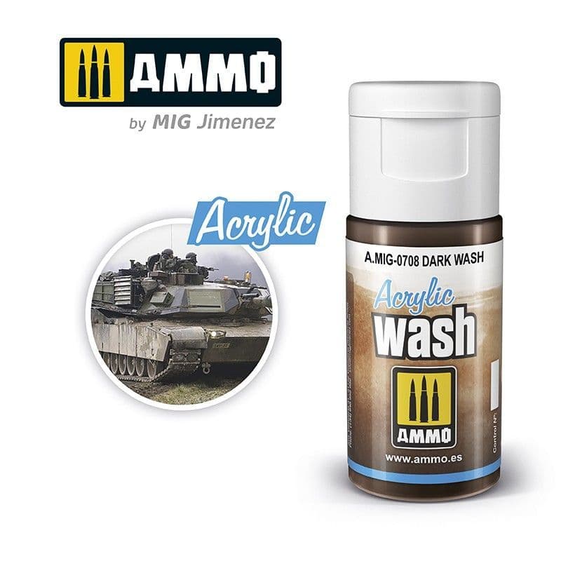 Ammo by Mig 15ml Dark Wash Acrylic Wash # MIG-708