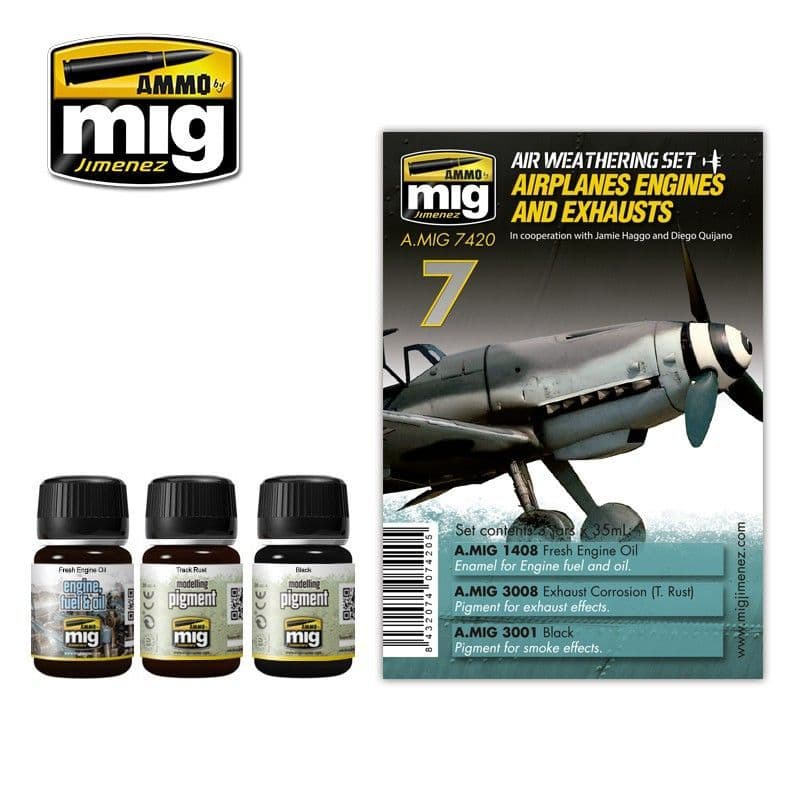 Ammo by Mig - Airplanes Engines & Exhausts Air Weathering Set # MIG-7420