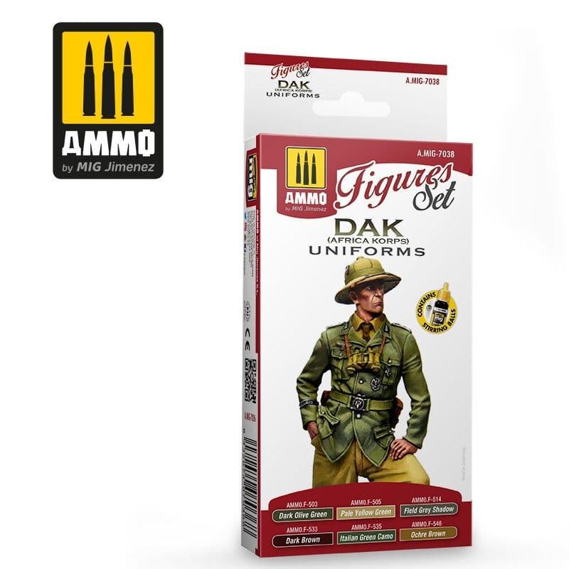 Ammo by Mig - DAK (Africa Korps) Uniforms Figures Acrylic Paint Set # MIG-7038