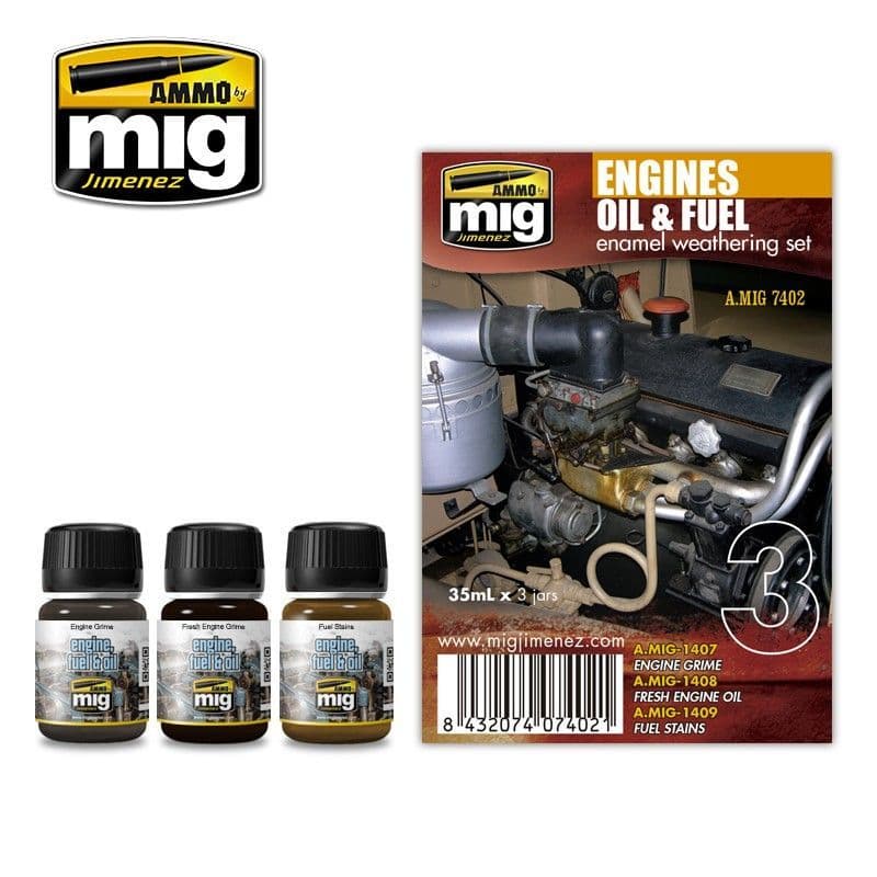 Ammo by Mig - Engines Oil & Fuel Enamel Weathering Set # MIG-7402