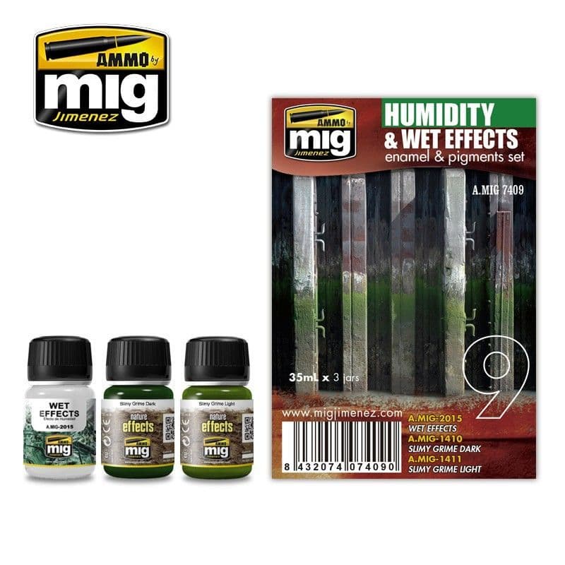 Ammo by Mig - Humidity & Wet Effects Enamel & Pigments Set # MIG-7409