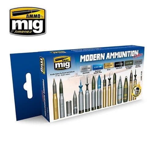 Ammo by Mig - Modern Ammunition Colors Acrylic Paint Set # MIG-7129
