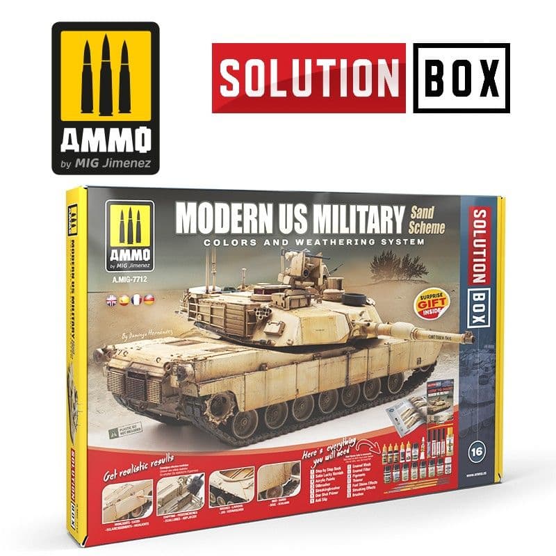 Ammo by Mig - Modern US Military Sand Scheme Colours & Weathering System Solution Box # MIG-7712