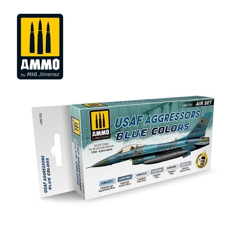 Ammo by Mig - USAF Aggressors Blue Colours Air Acrylic Paint Set # MIG-7235