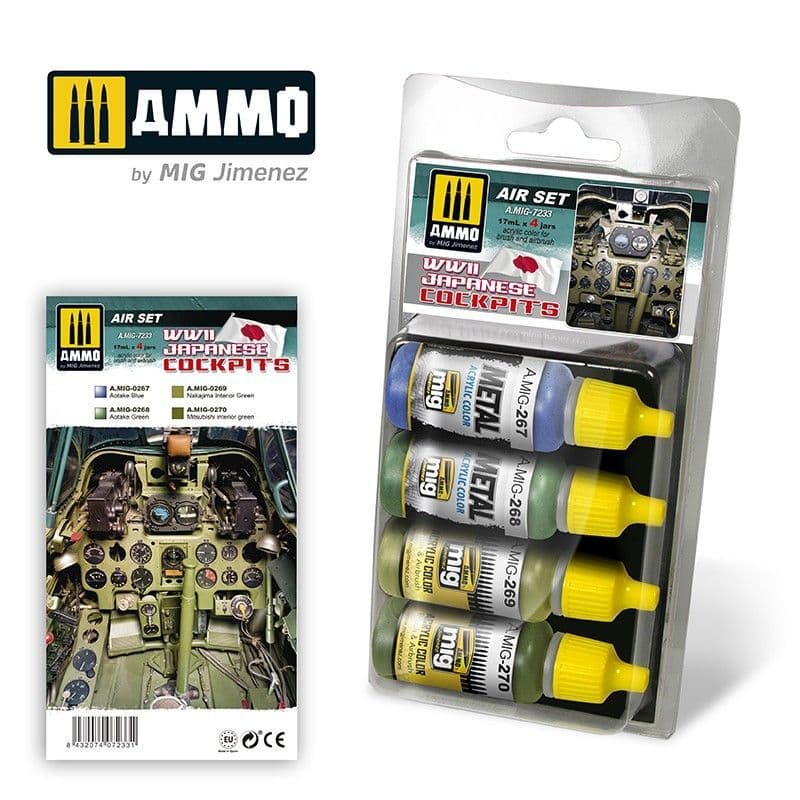 Ammo by Mig - WWII Japanese Cockpits Colours Air Acrylic Paint Set # MIG-7233