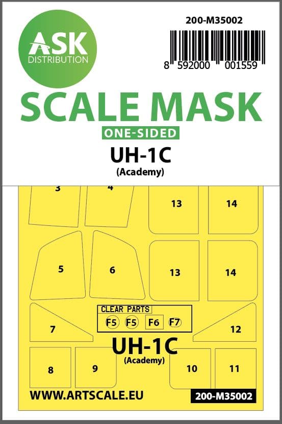 Art Scale 1/35 Bell UH-1C Huey Kabuki Canopy Masks (Outside Only) # 200-M35002