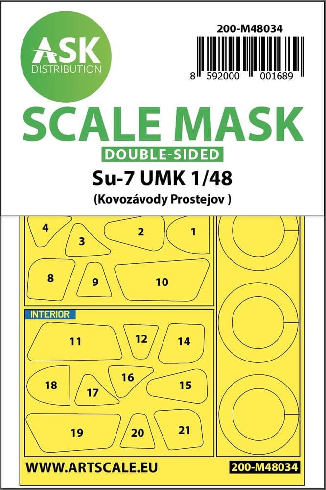 Art Scale 1/48 Sukhoi Su-7UMK Wheels and Canopy Masks (Inside & Outside) # 200-M48034
