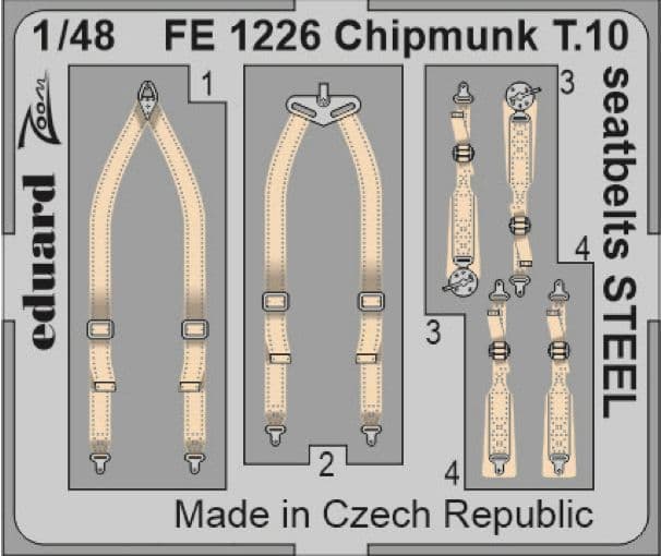 Eduard 1/48 de Havilland Chipmunk T.10 Seatbelts STEEL Zoom Set # FE1226