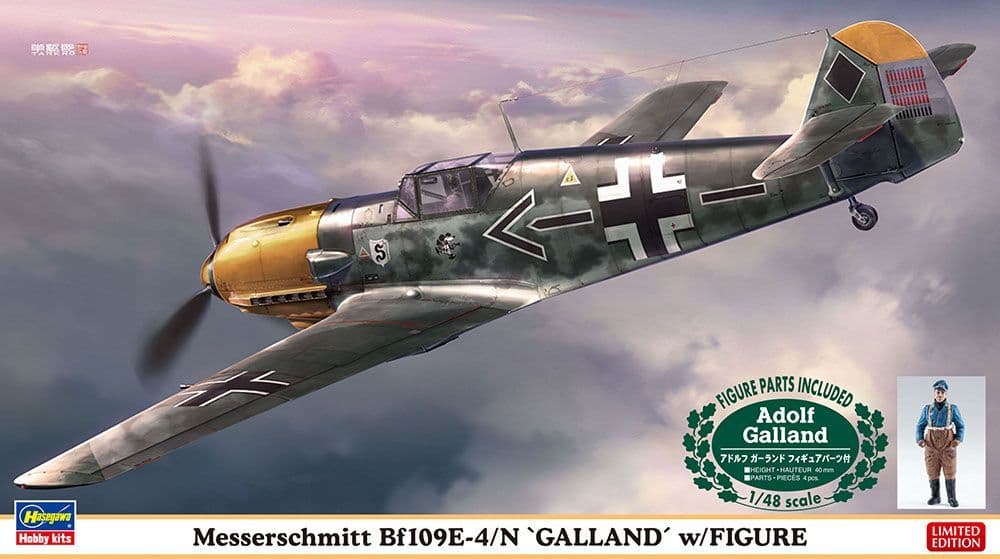 Hasegawa 1/48 Messerschmitt Bf-109E-4/N Galland with Figure # 07500
