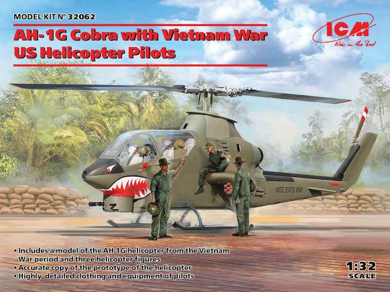 ICM 1/32 Bell AH-1G Cobra with Vietnam War US Helicopter Pilots # 32062