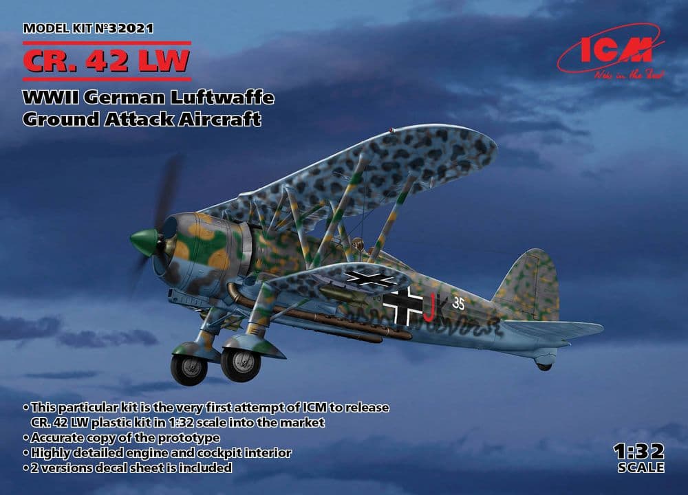 ICM 1/32 Fiat CR.42 LW WWII German Luftwaffe Ground Attack Aircraft # 32021