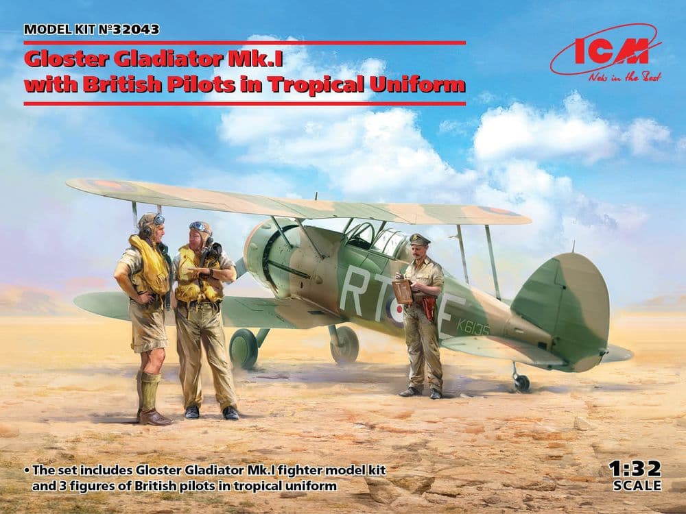 ICM 1/32 Gloster Gladiator Mk.I with British Pilots in Tropical Uniform # 32043