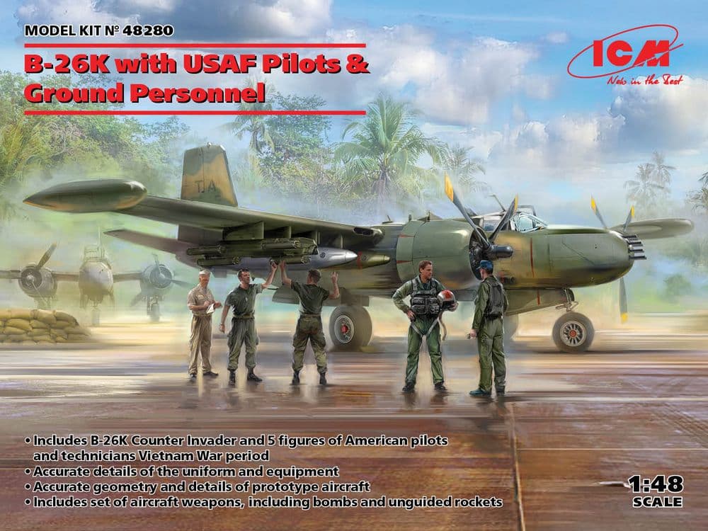 ICM 1/48 Douglas B-26K with USAF Pilots & Ground Personnel # 48280