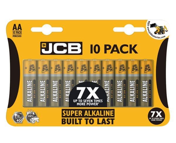 JCB - Pack of 10 Super Alkaline Built to Last AA Batteries # 21070F