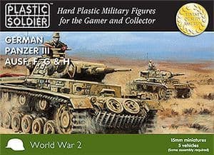 Plastic Soldier 15mm WW2 German Panzer III F,G,H Tank # WW2