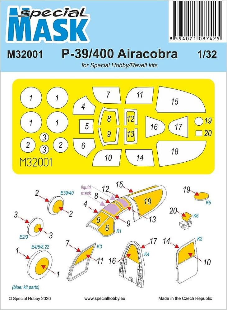 Special Hobby 1/32 Bell P-39/P-400 Airacobra Paint Mask # M32001