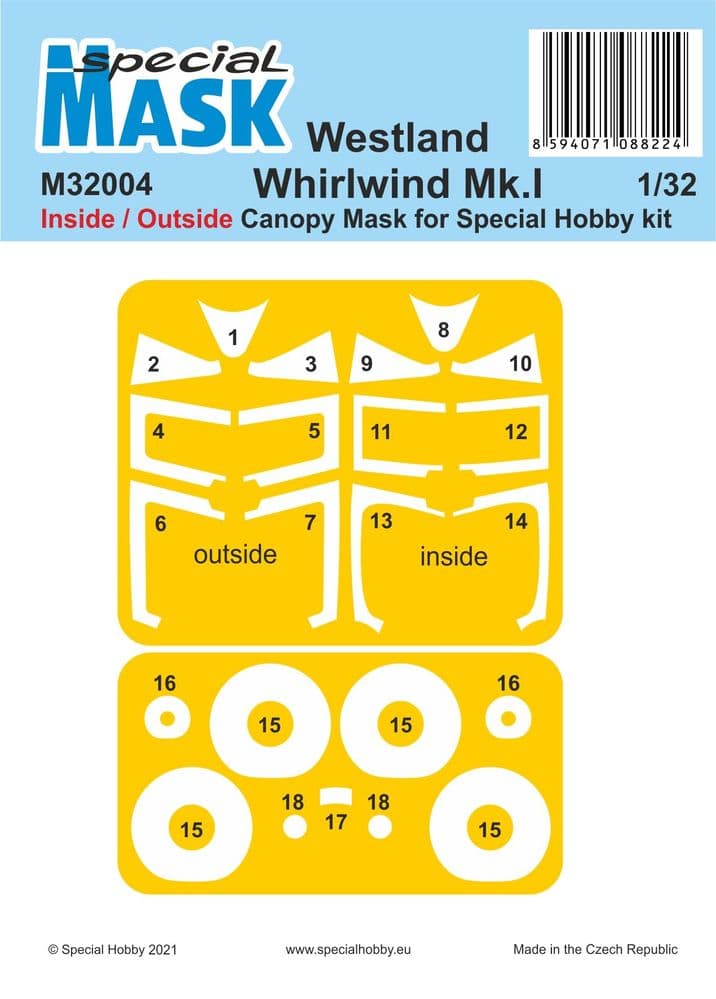 Special Hobby 1/32 Westland Whirlwind Mk.I Inside/Outside MASK # M32004
