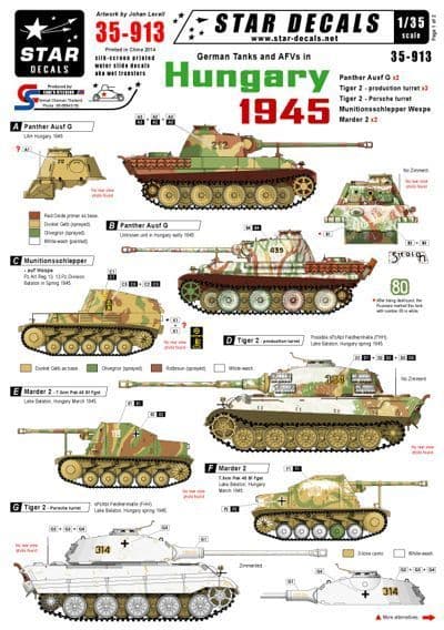 Star Decals Decals for German Tanks in Hungary 1945 #2,1:35 35-874 