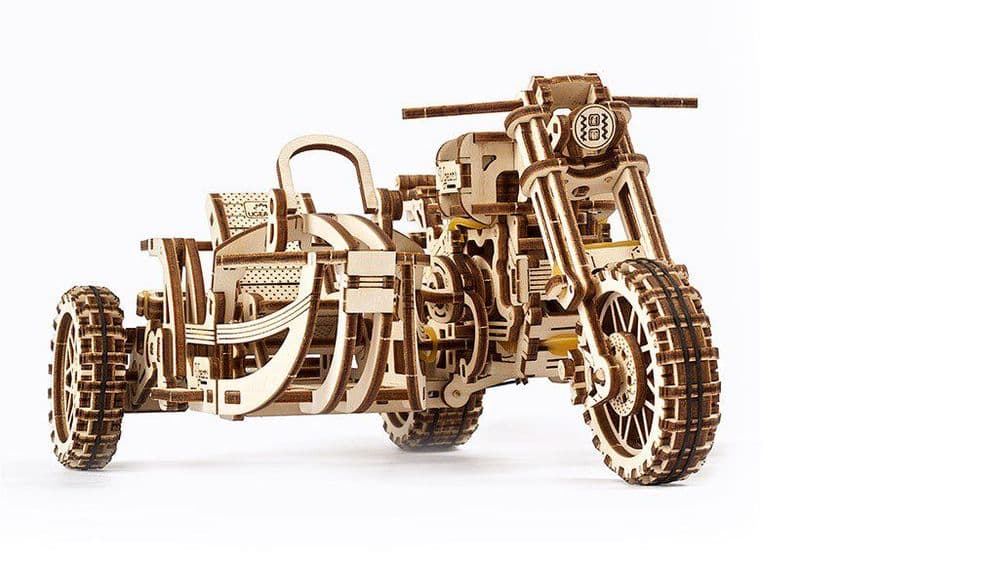 UGears Mechanical Model - Scrambler UGR-10 Motor Bike with Sidecar # 70137
