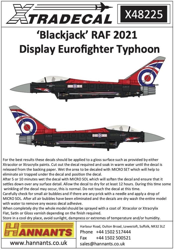 Xtradecal 1/48 'Blackjack' RAF 2021 Display Eurofighter Typhoon # 48225